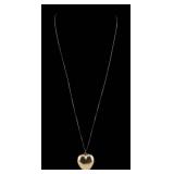JEWELRY. Large 14kt Gold Puffy Heart Pendant.