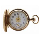JEWELRY. Waltham 8kt Gold Full Hunter Pocket Watch