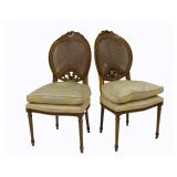 A Pr Of Louis XV1 Style Cane Back Chairs.
