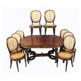 Bronze Mounted Louis XV1 Style Mahogany Table & 8