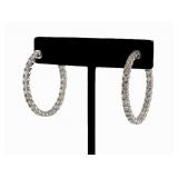 JEWELRY. Pair of 14kt Gold and Diamond Hoop