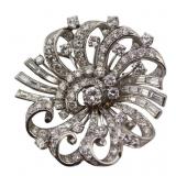 JEWELRY. Platinum and Diamond Floral Spray Pendant