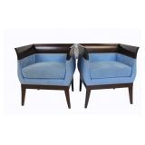 A Pair Of Mahogany Upholstered Art Deco Style