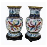 Pair of 20th C Chinese Cloisonne Phoenix and