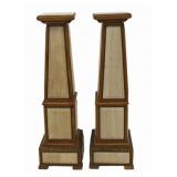 Vintage Pair Of Stone & Wood Obelisk Style