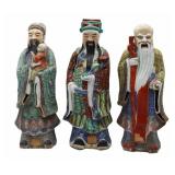 (3) Signed Chinese Enamel Decorated Figures.