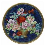 Chinese Cloisonne Floral Basket Charger.