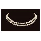 JEWELRY. Pearl, Sapphire and Diamond Necklace.