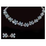 JEWELRY. 18kt Gold, Gem and Diamond Floral Suite.