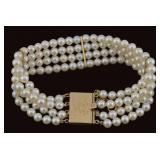 JEWELRY. 14kt Gold and Multi-Strand Pearl