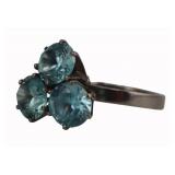 JEWELRY. 18kt Gold and Blue Gem Cocktail Ring.