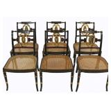 8 Regency Ebonized & Gilt Decorated Chairs.