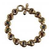 JEWELRY. 14kt Gold and Gem Cabochon Bracelet.
