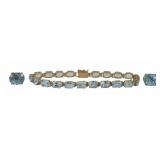 JEWELRY. 3 Pc. 14kt Gold and Blue Topaz Suite.