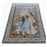 Vintage And Finely Hand Knotted Pictorial Carpet.