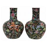 Pair of Large Chinese Famille Noir 