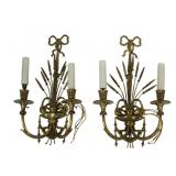 Pr Of Quality Antique Gilt Bronze Wheat Sheaf