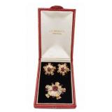JEWELRY. 3 Pc. Vintage 14kt Gold, Ruby and Diamond