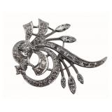 JEWELRY. Platinum and Diamond Floral Spray Brooch.