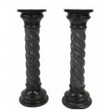 Vintage Pair of Black Marble Pedestals.