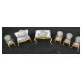 Set of Miniature Enameled Furniture 6 Pieces