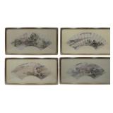 (4) Signed Chinese Fan Paintings of Landscape