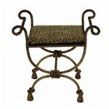 Vintage Gilt Metal Rope & Tassel Bench.