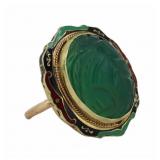 JEWELRY. Gold, Silver, Diamond and Enamel Ring.