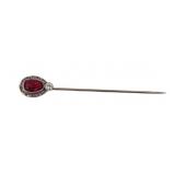 JEWELRY. Antique Ruby and Diamond Stick Pin.