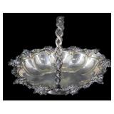 SILVER. Ornate Silver Grape Cluster Basket.