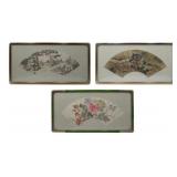 (3) Signed Chinese Framed Fan Paintings.