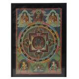 Framed Tibetan Thangka Chakrasamvara Mandala.
