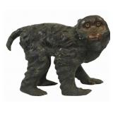 Vintage Patinated Bronze Sculpture of a Monkey.