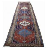 Vintage And Finely Hand Knotted Kazak Style Runner
