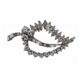 JEWELRY. Platinum and Diamond Leaf Brooch.