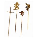 JEWELRY. (4) Mythical Beast or Sword Gold Stick
