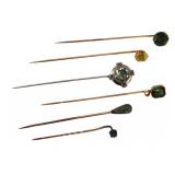 JEWELRY. (6) Assorted Green and Yellow Gem Stick