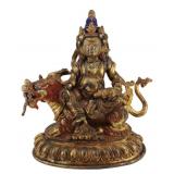 Gilt and Paint Decorated Bronze Vaishravana.