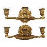 CALDWELL Pair Of Gilt Bronze Lion & Snake Sconces.