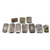 SILVER. (7) Silver Vesta/Match Cases and (3)
