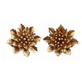 JEWELRY. Pair of Cartier 14kt Gold Floral Form