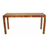Midcentury Caned Console Table.