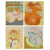 GROUPING OF 4 CARICATURES.