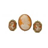JEWELRY. Gold Carved Cameo Grouping.
