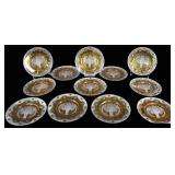 Set of 12 Sinclair Bird of Paradise Glass Plates.