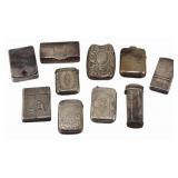 SILVER. Collection of (10) Vesta/Match Cases.