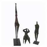 Lot Of 3 Brutalist Bronze Figure Sculptures.