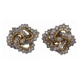 JEWELRY. Platinum, Gold and Diamond Earrings.