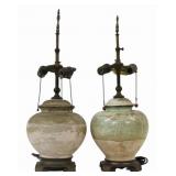 Pair of Chinese Lidded Jars Mounted as Lamps.