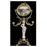 Victorian Gilt & Patinated Bronze Figural Mirror.